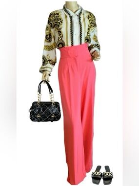 VINTAGE 1990'S CAPPAGALLO YELLOW & BLACK PRINT BUTTON DOWN BLOUSE (10)